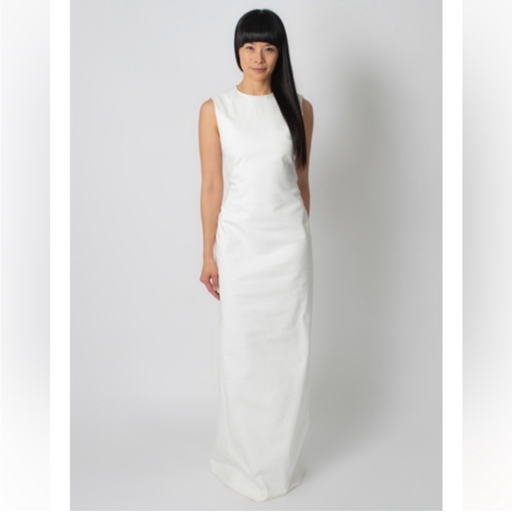 NWT The Row Toni Dress White Column Maxi Dress Bright White High Neck size 6​​​